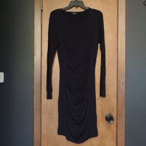Express Black Ruched Bodycon Long Sleeve Dress Medium